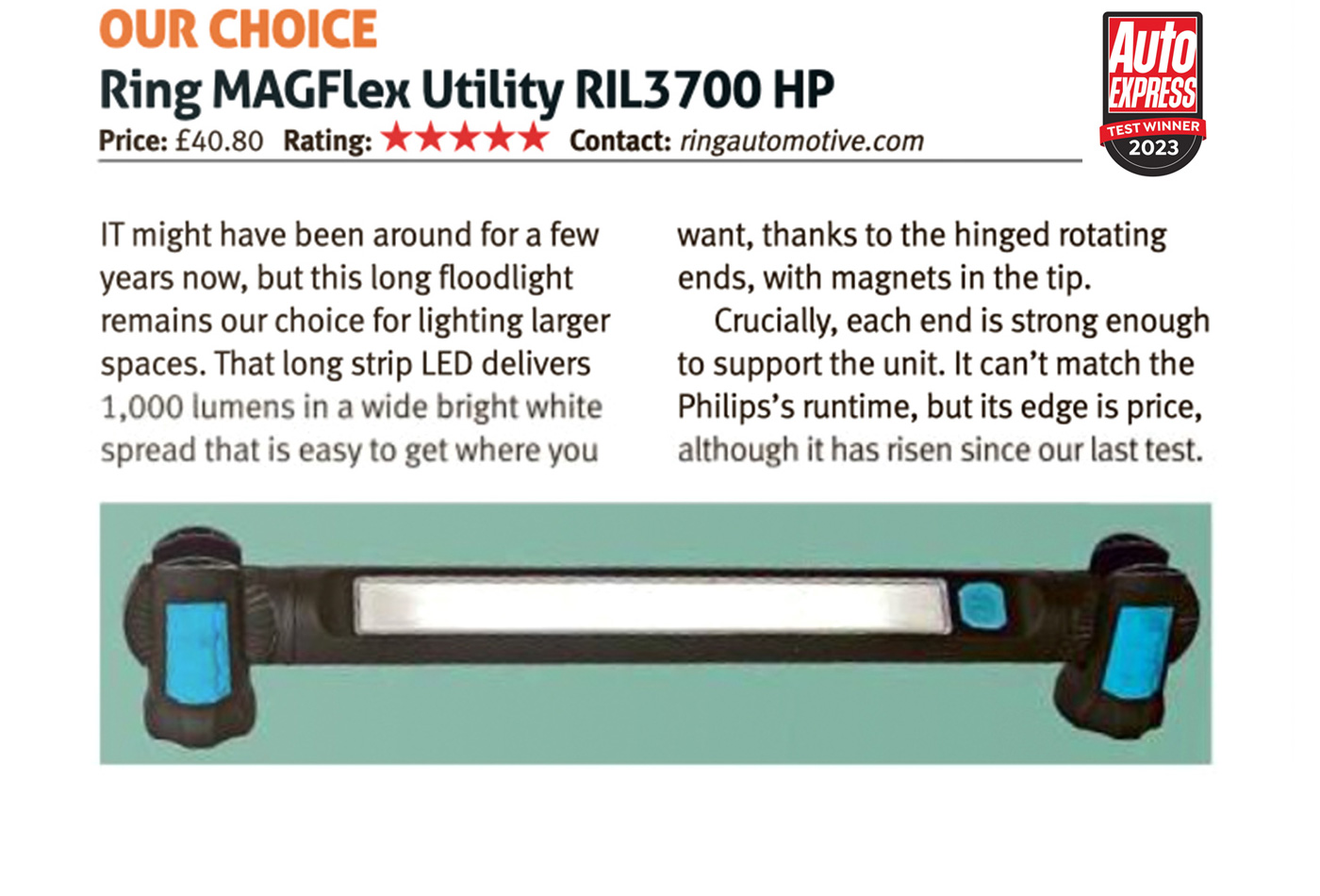 Ring Utility Lamp Demonstrates its Versatility.