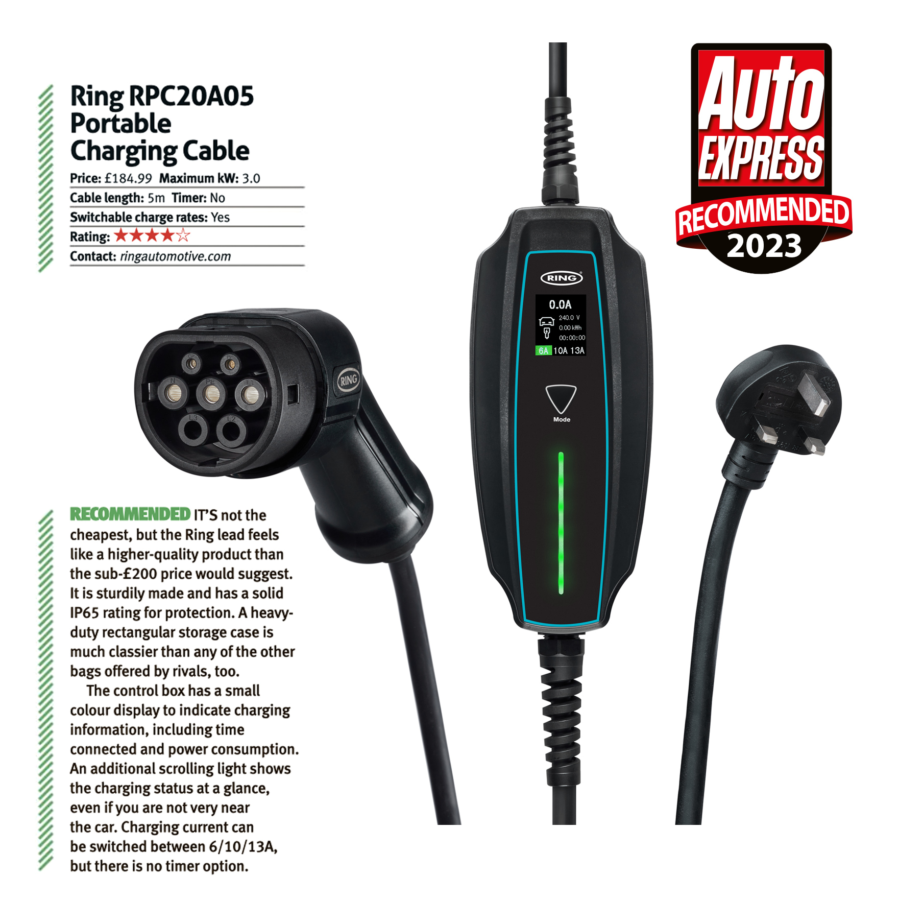 RPC20A05 Portable 3pin EV Charge