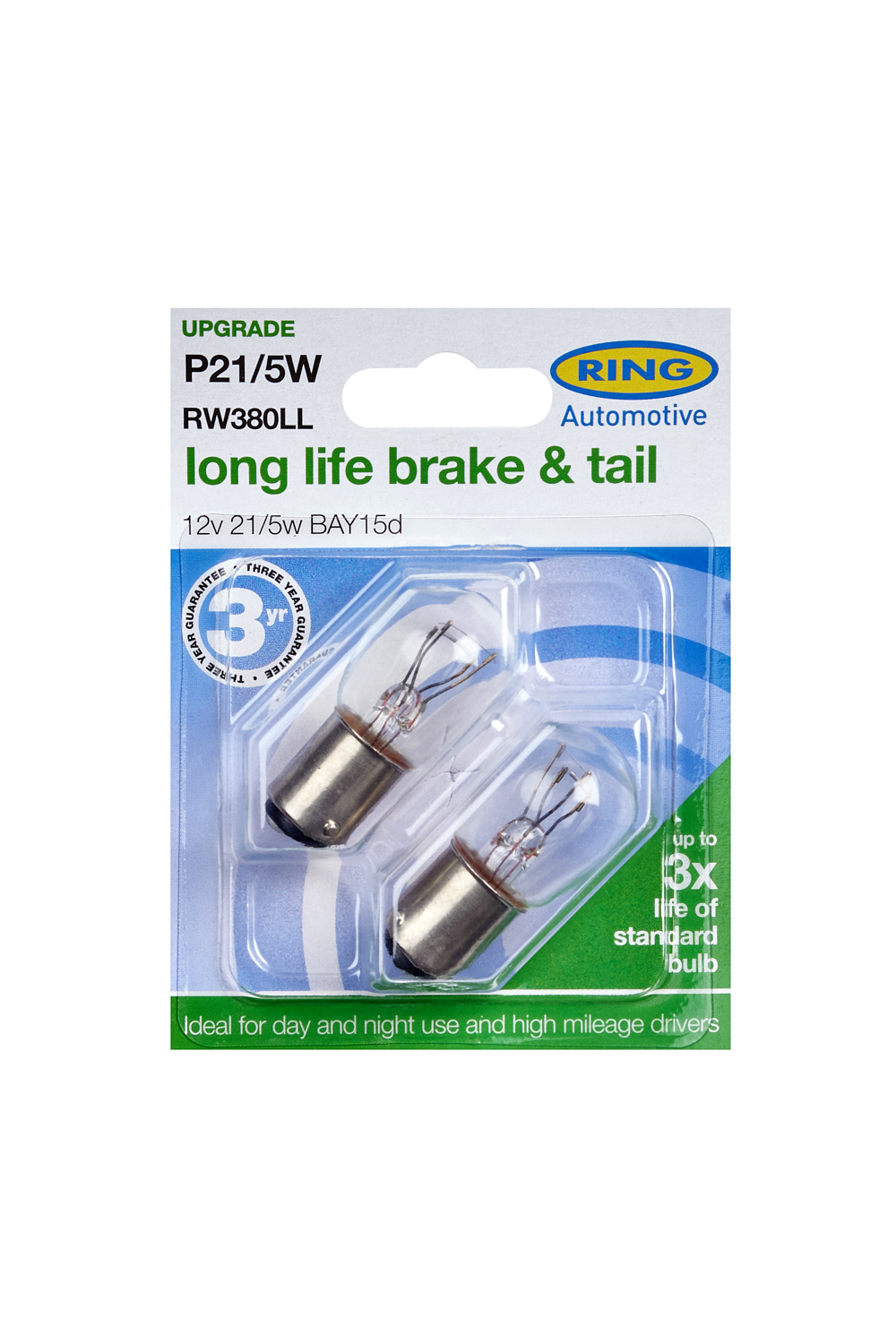 P21/5W Long Life Brake and Tail Bulb, RW380LL