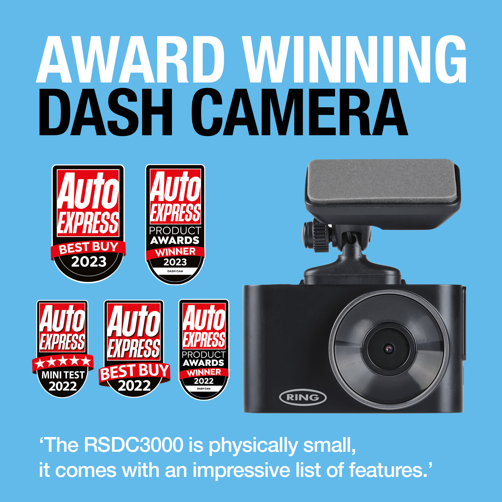 Ring Automotive RSDC2000 Smart Dash Cam WiFi Full HD 1080p 30fps G