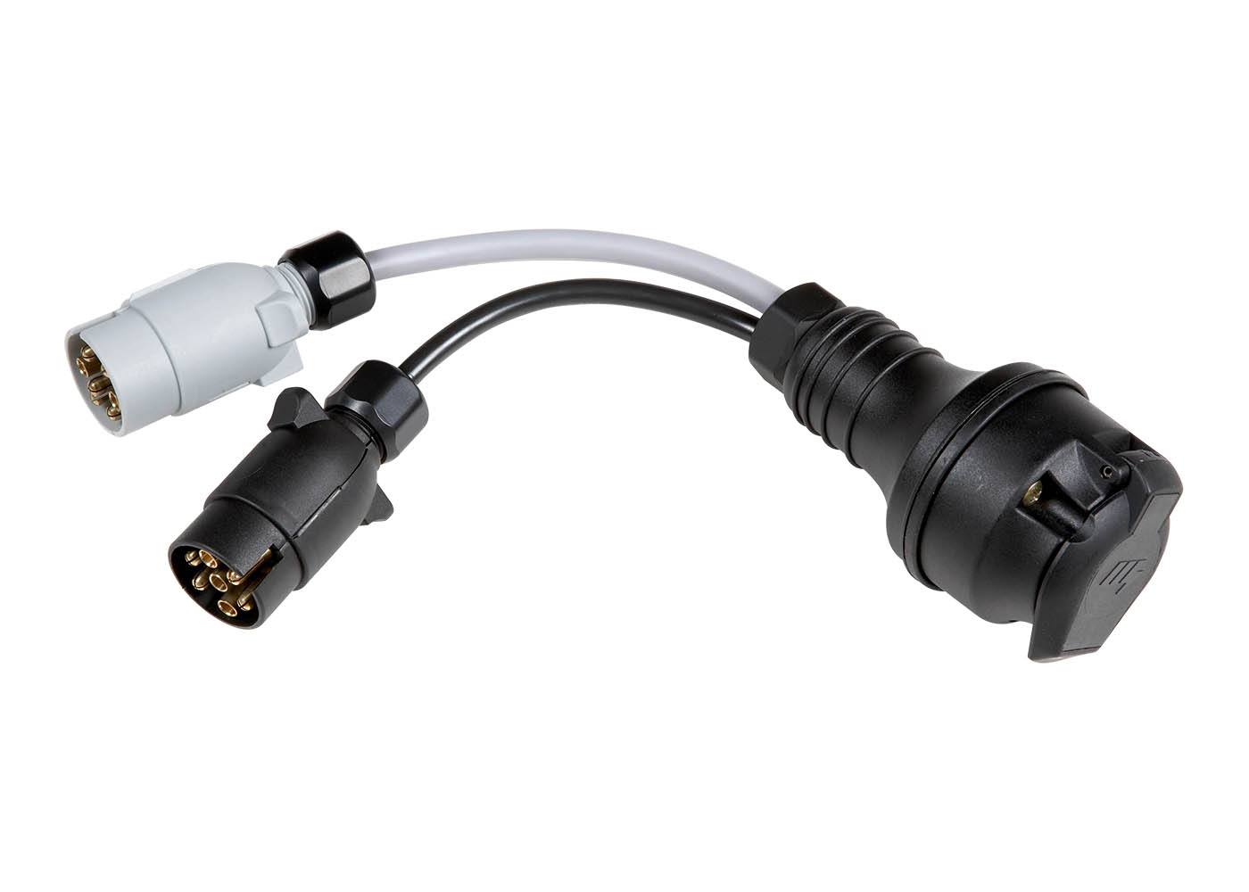 Converter 13 Pin Plug to 12N & 12S 7 Pin Sockets Caravan Trailer Towing Adapter 
