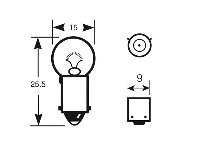 24V 5W MCC BA9s Side and Tail bulb, R227