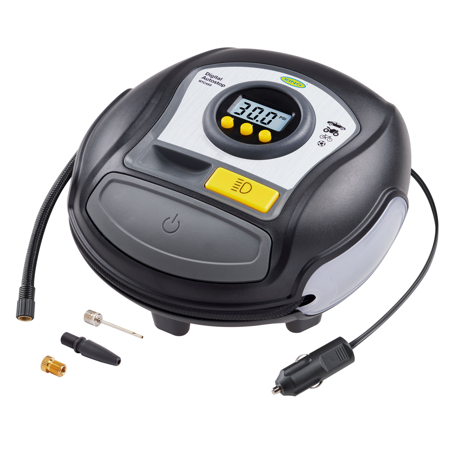 Ring RTC450 Digital Tyre Inflator with LED light 12V DC