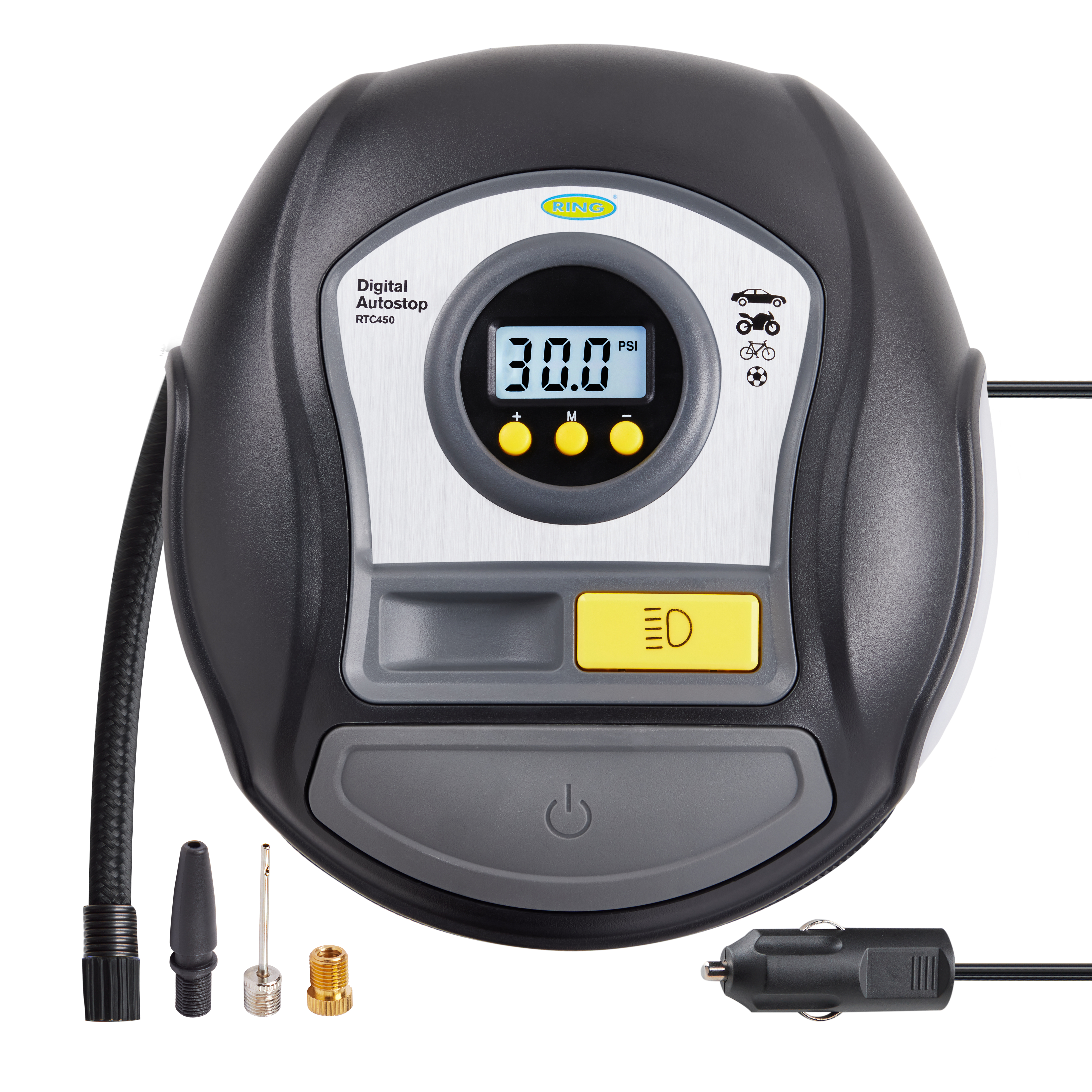 RTC450 Digital Tyre Inflator with LED light 12V DC - Ring